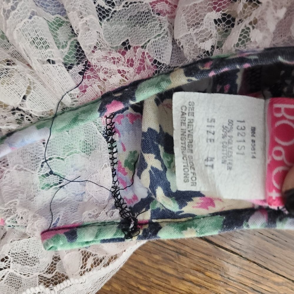 Vintage 80s 90s Girls Pink Colorful Floral Dress White Lace Collar 4T - Picture 8 of 9